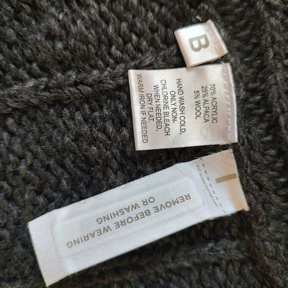 LOFT Cable Knit Open Front Grey Alpaca Wool Cardigan - Picture 7 of 7